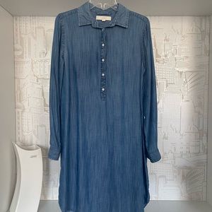 Loft Long Sleeve Blue Chambray Denim Shirtdress Size Medium (M)